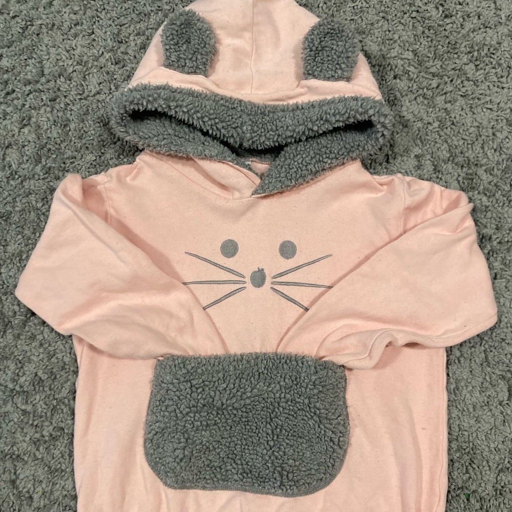 Andi Apple Light Pink Hoodie with Gray Whisker Design